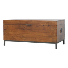 Industrial Wooden Storage Box with Metal Base
