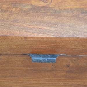 Industrial Wooden Storage Box with Metal Base