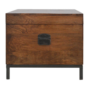 Industrial Wooden Storage Box with Metal Base