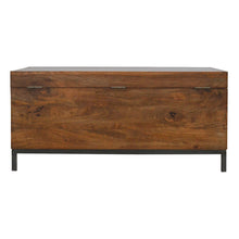 Industrial Wooden Storage Box with Metal Base