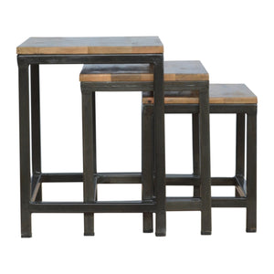 Stool Set of 3 with Iron Base