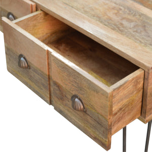 Solid Wood 4 Drawers Console Table with Iron Base