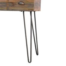 Solid Wood 4 Drawers Console Table with Iron Base