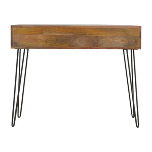 Solid Wood 4 Drawers Console Table with Iron Base