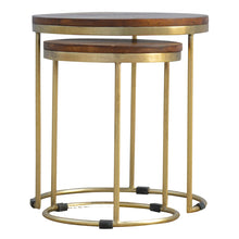 Round Stool set of 2 With Gold Base