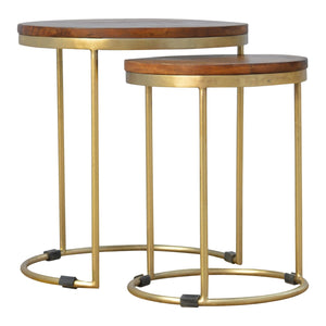 Round Stool set of 2 With Gold Base