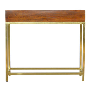 Industrial 2 Drawer Console Table with Iron Base