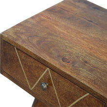 Gold Geometric Print Chestnut Console Table