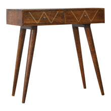 Gold Geometric Print Chestnut Console Table