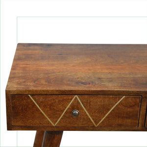 Gold Geometric Print Chestnut Console Table