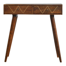 Gold Geometric Print Chestnut Console Table