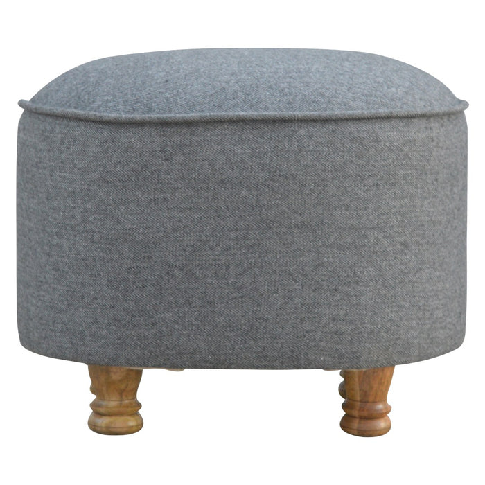 Grey Tweed Oval Footstool