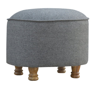 Grey Tweed Oval Footstool