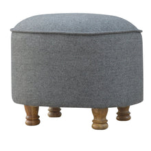Grey Tweed Oval Footstool