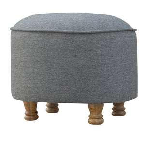 Grey Tweed Oval Footstool