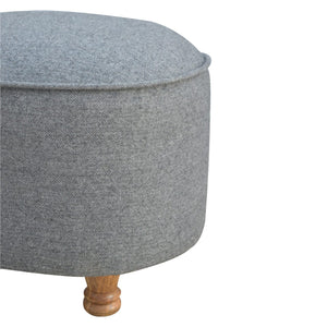 Grey Tweed Oval Footstool