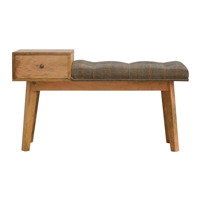 Multi Tweed 1 Drawer Wooden Bench