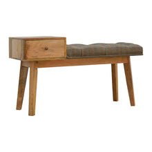 Multi Tweed 1 Drawer Wooden Bench