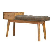 Multi Tweed 1 Drawer Wooden Bench