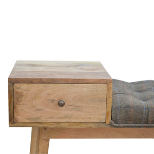 Multi Tweed 1 Drawer Wooden Bench