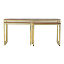 Solid Wood & Iron Gold Base Nesting Table Set of 3