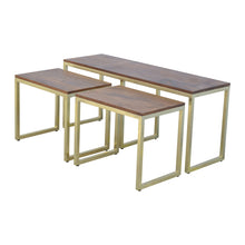 Solid Wood & Iron Gold Base Nesting Table Set of 3
