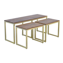 Solid Wood & Iron Gold Base Nesting Table Set of 3