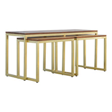 Solid Wood & Iron Gold Base Nesting Table Set of 3