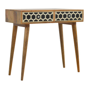 Small (85cm wide) Bone Inlay Console Table with 2 Drawers
