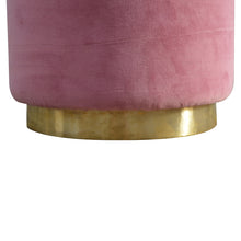 Dusty Pink Velvet Footstool with Gold Base