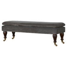 Bench in Grey Velvet with Castor Feet