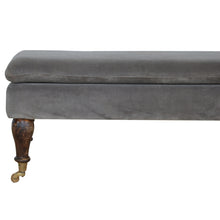 Bench in Grey Velvet with Castor Feet