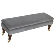 Bench in Grey Velvet with Castor Feet