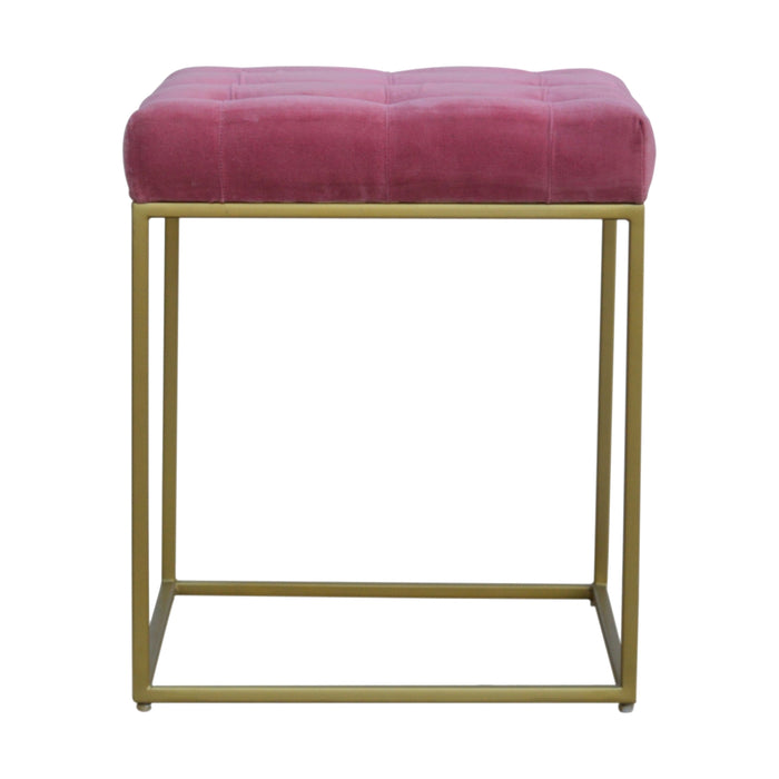Dusty Pink Footstool with Gold Base