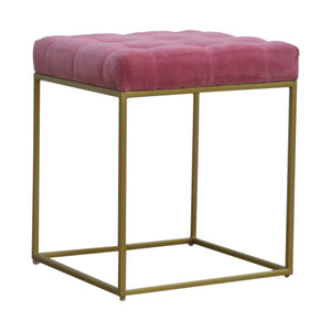 Dusty Pink Footstool with Gold Base