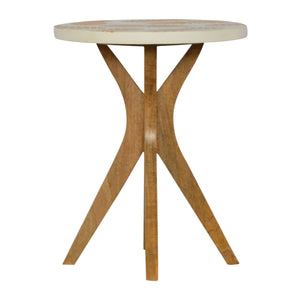 Solid Wood Pineapple Screen Printed End Table with Tripod Base