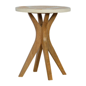 Solid Wood Pineapple Screen Printed End Table with Tripod Base