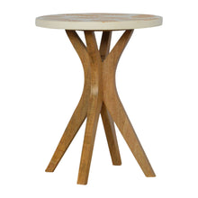Solid Wood Pineapple Screen Printed End Table with Tripod Base
