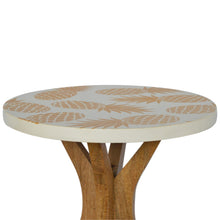 Solid Wood Pineapple Screen Printed End Table with Tripod Base