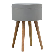 Nordic Style Grey Painted End Table with Open Lid Compartment