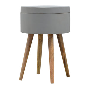 Nordic Style Grey Painted End Table with Open Lid Compartment