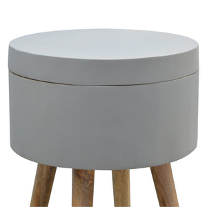 Nordic Style Grey Painted End Table with Open Lid Compartment