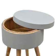 Nordic Style Grey Painted End Table with Open Lid Compartment
