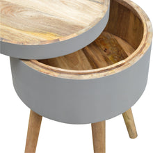 Nordic Style Grey Painted End Table with Open Lid Compartment