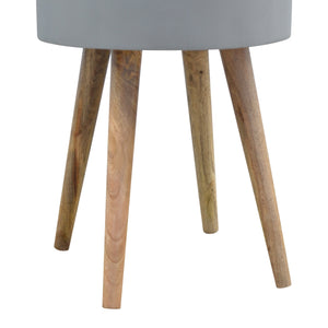 Nordic Style Grey Painted End Table with Open Lid Compartment