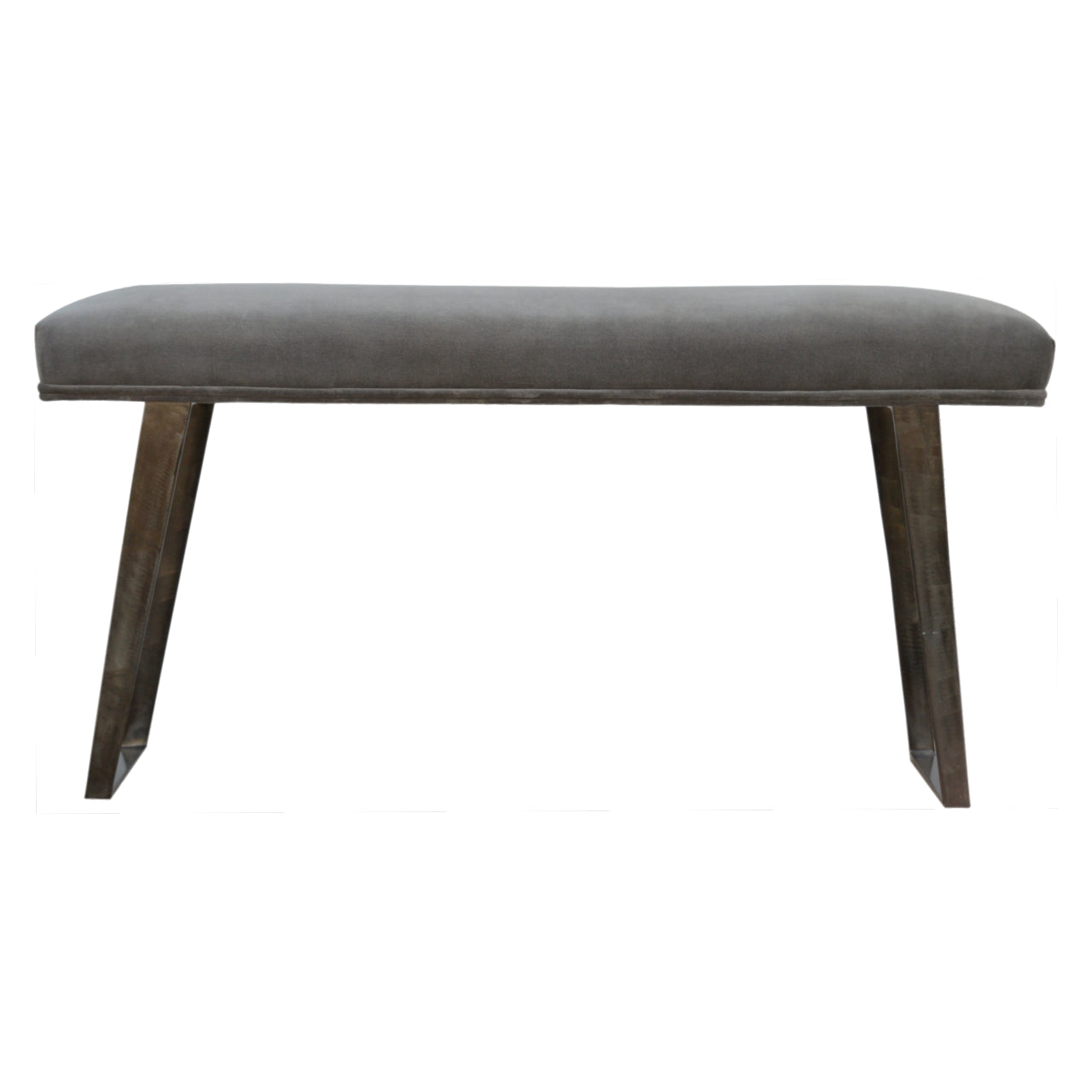 Grey Velvet Bench with Pewter Legs