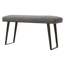 Grey Velvet Bench with Pewter Legs