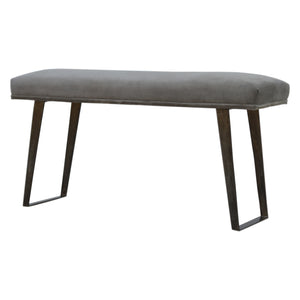 Grey Velvet Bench with Pewter Legs