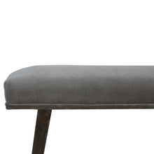 Grey Velvet Bench with Pewter Legs