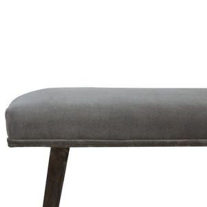 Grey Velvet Bench with Pewter Legs